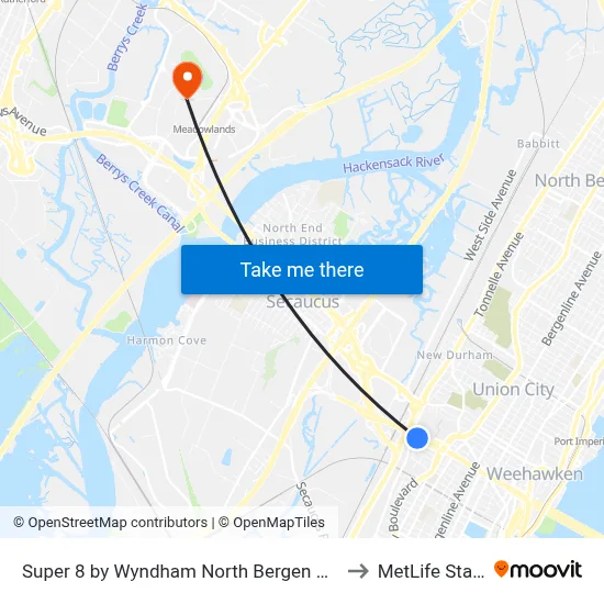 Super 8 by Wyndham North Bergen NJ NYC Area to MetLife Stadium map