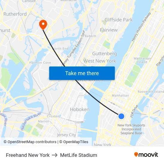 Freehand New York to MetLife Stadium map