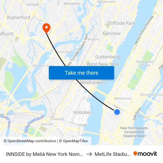 INNSIDE by Melià New York Nomad to MetLife Stadium map