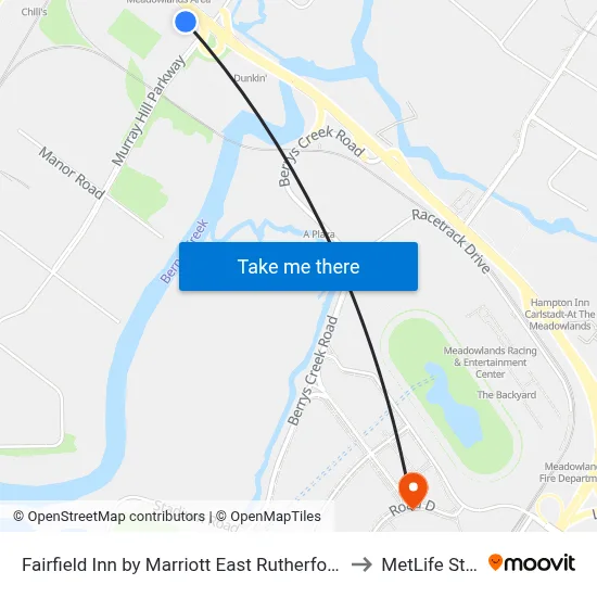 Fairfield Inn by Marriott East Rutherford Meadowlands to MetLife Stadium map