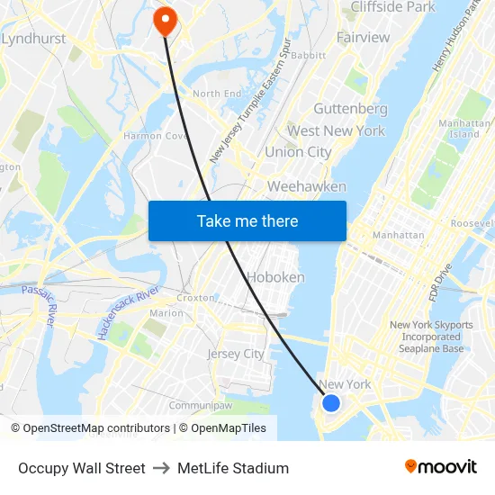 Occupy Wall Street to MetLife Stadium map