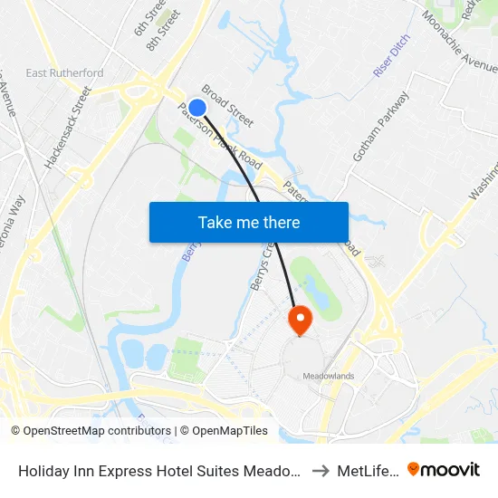 Holiday Inn Express Hotel Suites Meadowlands Area an IHG Hotel Carlstadt to MetLife Stadium map