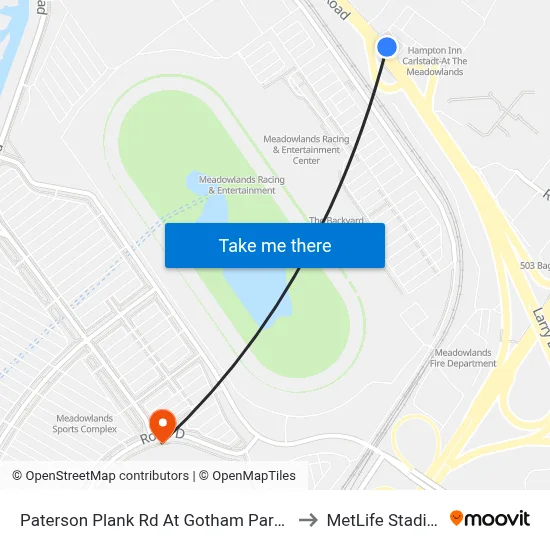 Paterson Plank Rd At Gotham Parkway to MetLife Stadium map