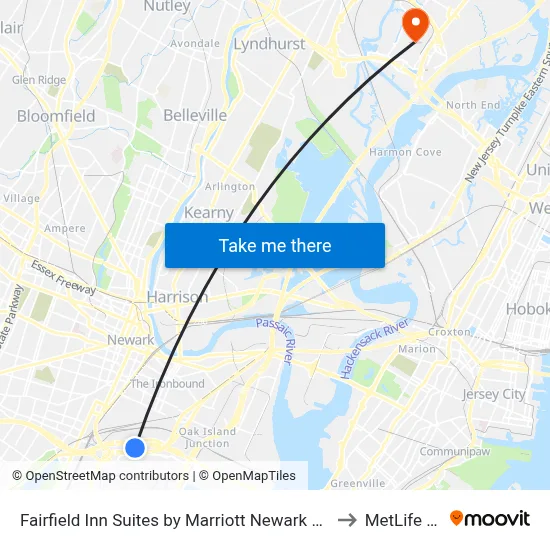 Fairfield Inn Suites by Marriott Newark Liberty International Airport to MetLife Stadium map