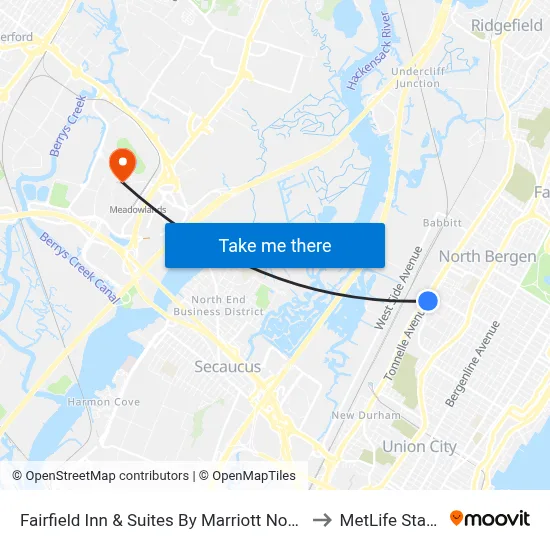 Fairfield Inn & Suites By Marriott North Bergen to MetLife Stadium map