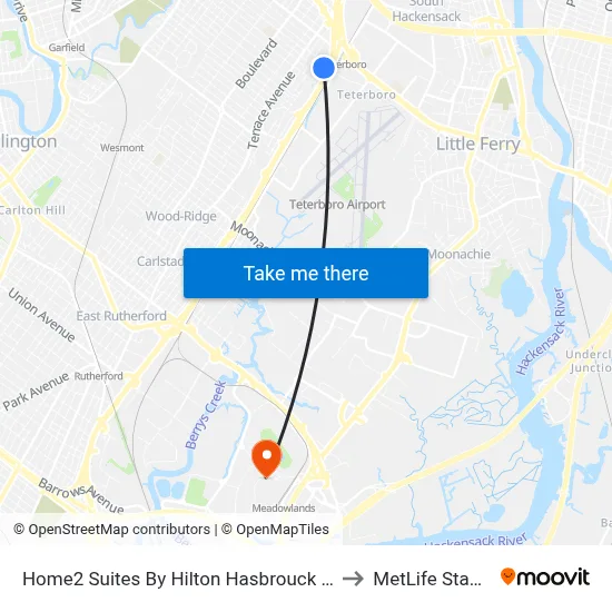 Home2 Suites By Hilton Hasbrouck Heights to MetLife Stadium map
