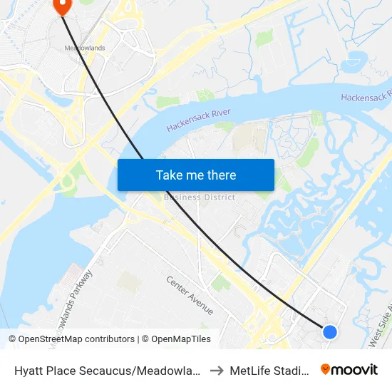 Hyatt Place Secaucus/Meadowlands to MetLife Stadium map