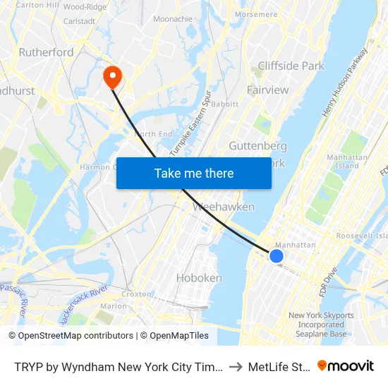 TRYP by Wyndham New York City Times Square South to MetLife Stadium map