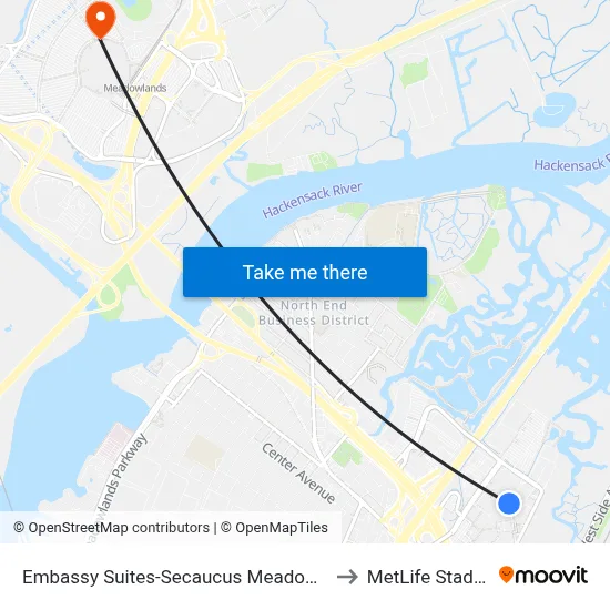 Embassy Suites-Secaucus Meadowlands to MetLife Stadium map