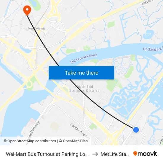 Wal-Mart Bus Turnout at Parking Lot Entrance to MetLife Stadium map