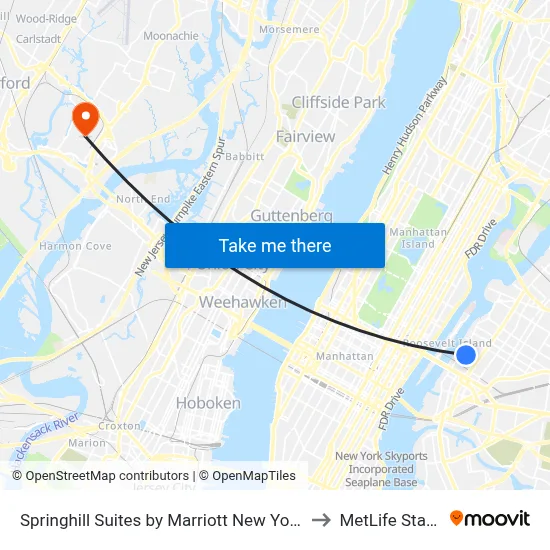 Springhill Suites by Marriott New York Queens to MetLife Stadium map