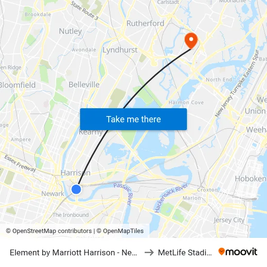 Element by Marriott Harrison - Newark to MetLife Stadium map
