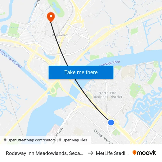 Rodeway Inn Meadowlands, Secaucus to MetLife Stadium map