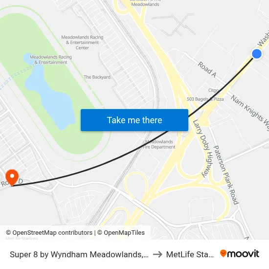 Super 8 by Wyndham Meadowlands, Carlstadt to MetLife Stadium map