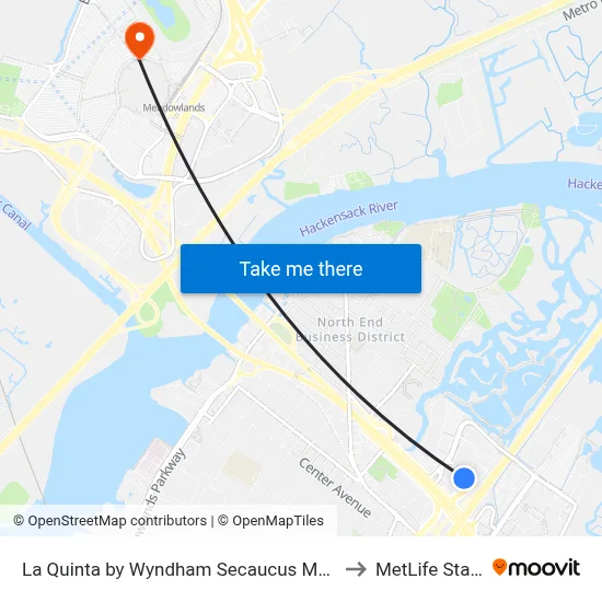 La Quinta by Wyndham Secaucus Meadowlands to MetLife Stadium map