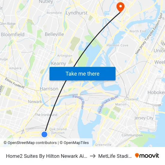 Home2 Suites By Hilton Newark Airport to MetLife Stadium map