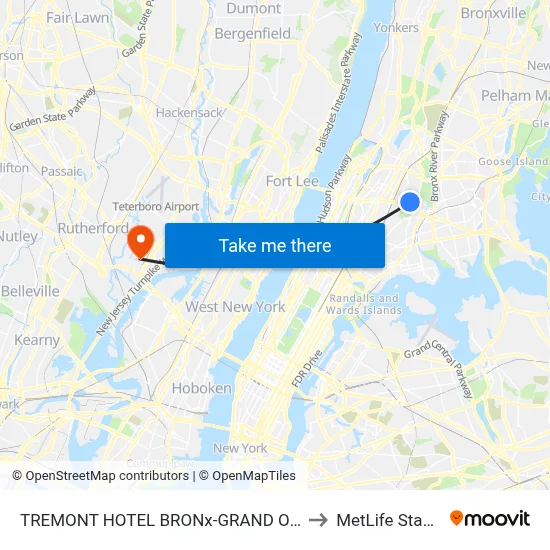 TREMONT HOTEL BRONx-GRAND OPENING to MetLife Stadium map