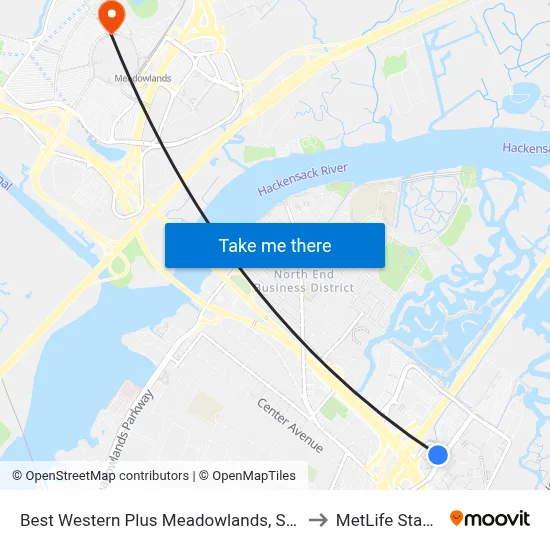 Best Western Plus Meadowlands, Secaucus to MetLife Stadium map
