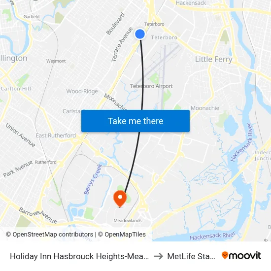 Holiday Inn Hasbrouck Heights-Meadowlands to MetLife Stadium map