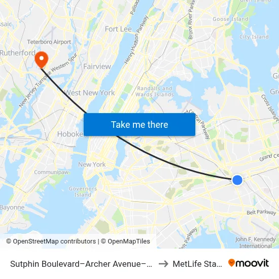 Sutphin Boulevard–Archer Avenue–Jfk Airport to MetLife Stadium map