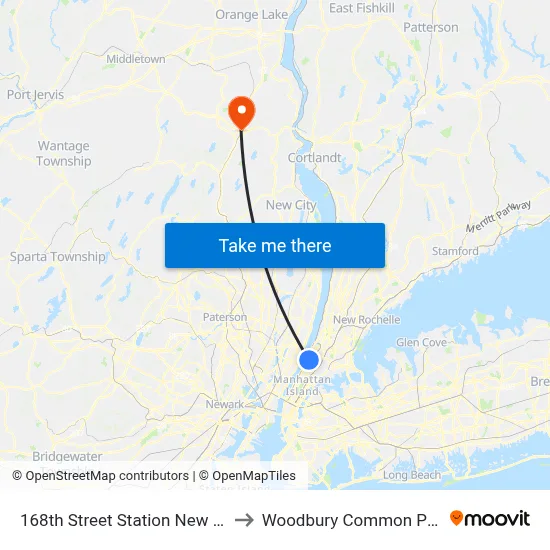 168th Street Station New York City Subway to Woodbury Common Premium Outlets map