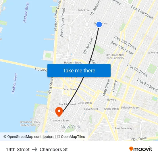 14th Street to Chambers St map