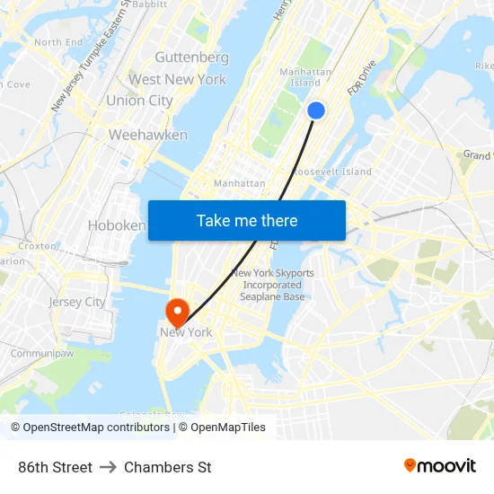 86th Street to Chambers St map
