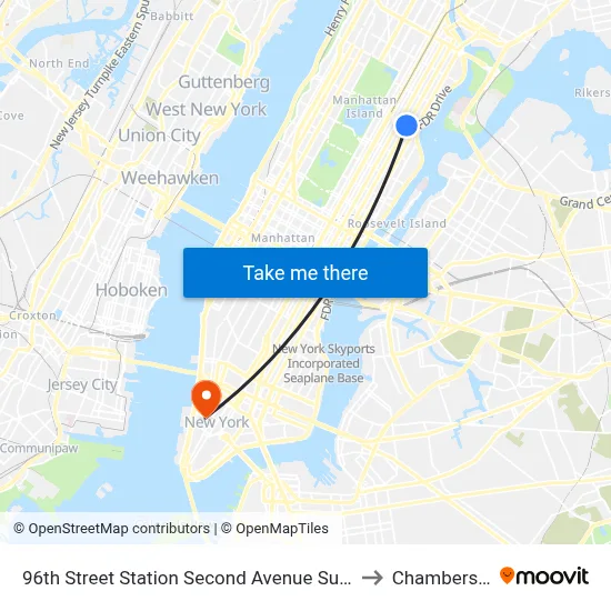 96th Street Station Second Avenue Subway to Chambers St map