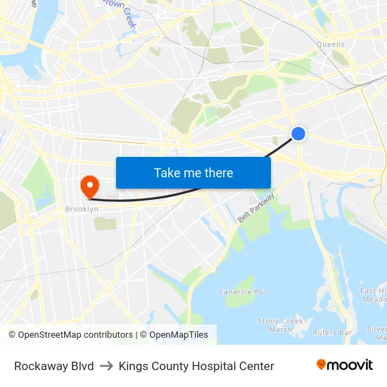 Rockaway Blvd to Kings County Hospital Center map