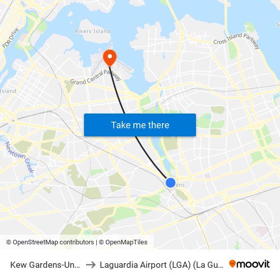 Kew Gardens-Union Tpke to Laguardia Airport (LGA) (La Guardia Airport) map