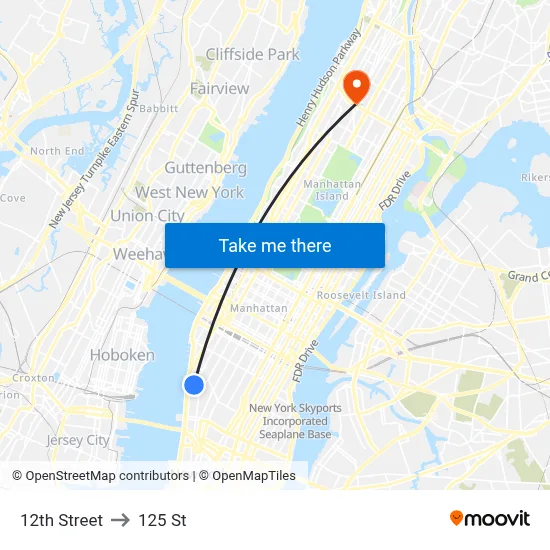 12th Street to 125 St map