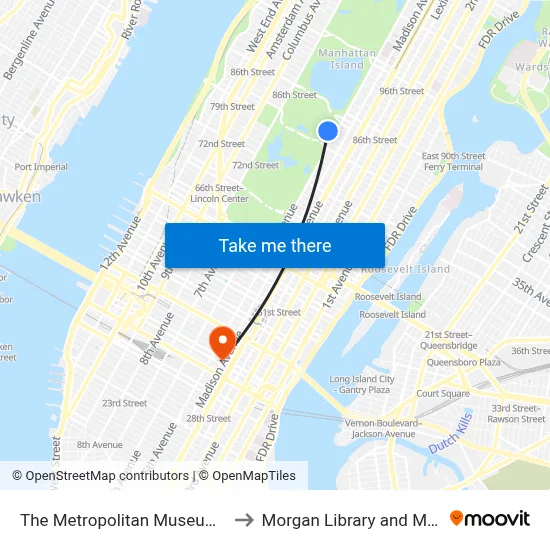 The Metropolitan Museum Of Art to Morgan Library and Museum map