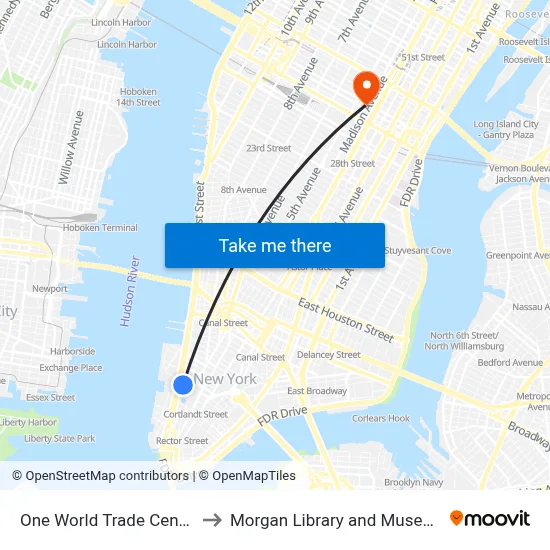 One World Trade Center to Morgan Library and Museum map
