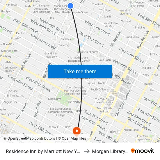 Residence Inn by Marriott New York Manhattan Central Park to Morgan Library and Museum map