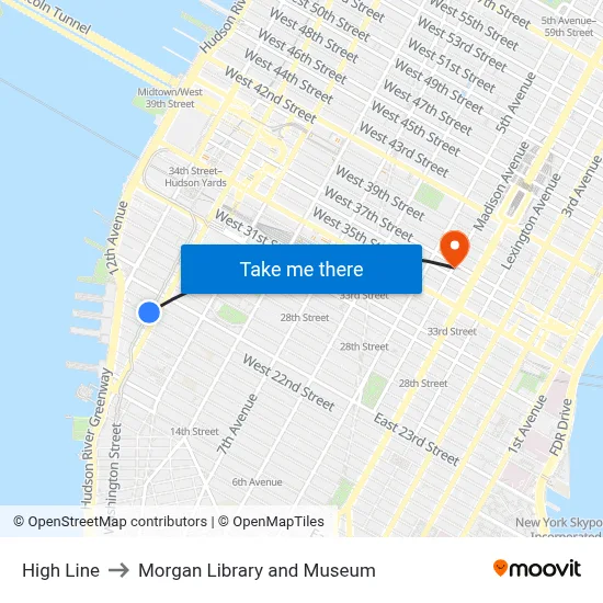 High Line to Morgan Library and Museum map