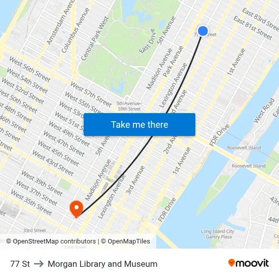 77 St to Morgan Library and Museum map