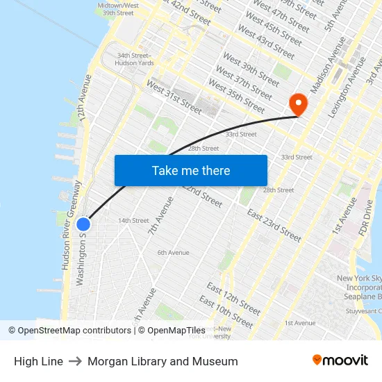 High Line to Morgan Library and Museum map