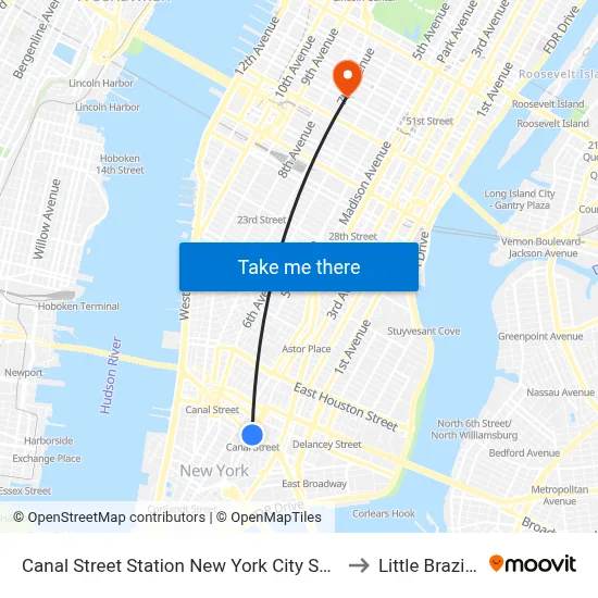 Canal Street Station New York City Subway to Little Brazil St map