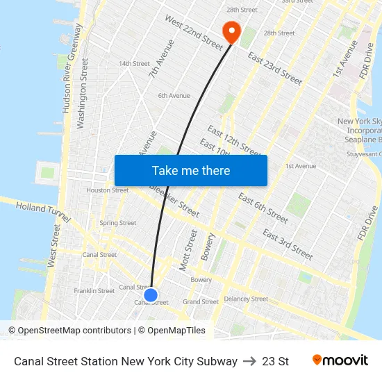 Canal Street Station New York City Subway to 23 St map