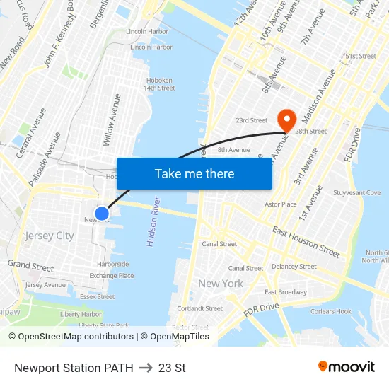 Newport Station PATH to 23 St map