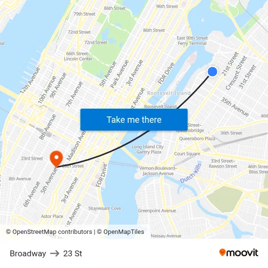 Broadway to 23 St map
