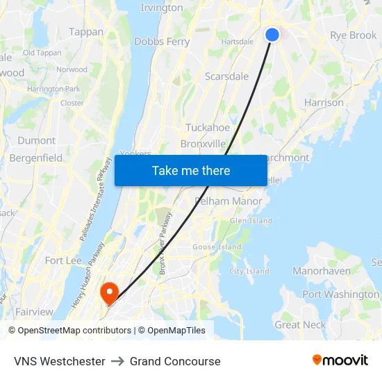 VNS Westchester, 360 Mamaroneck Ave to Grand Concourse map
