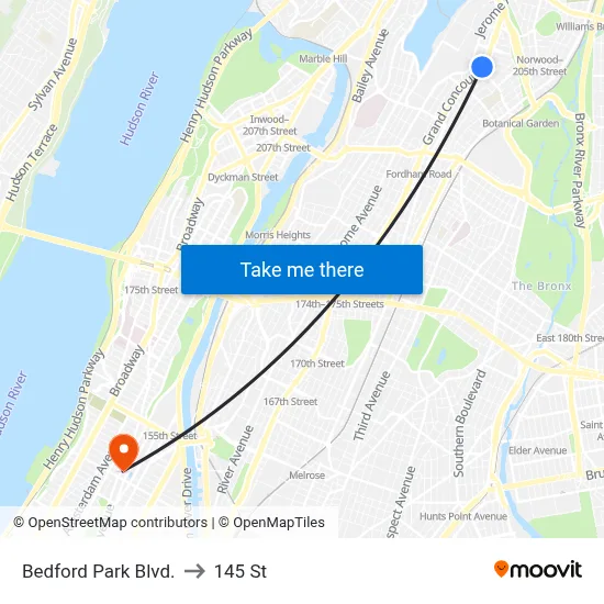 Bedford Park Blvd. to 145 St map