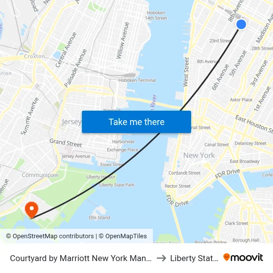 Courtyard by Marriott New York Manhattan Chelsea to Liberty State Park map