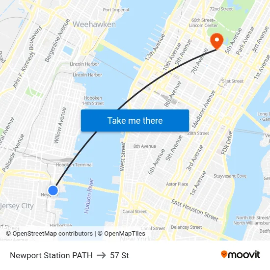 Newport Station PATH to 57 St map