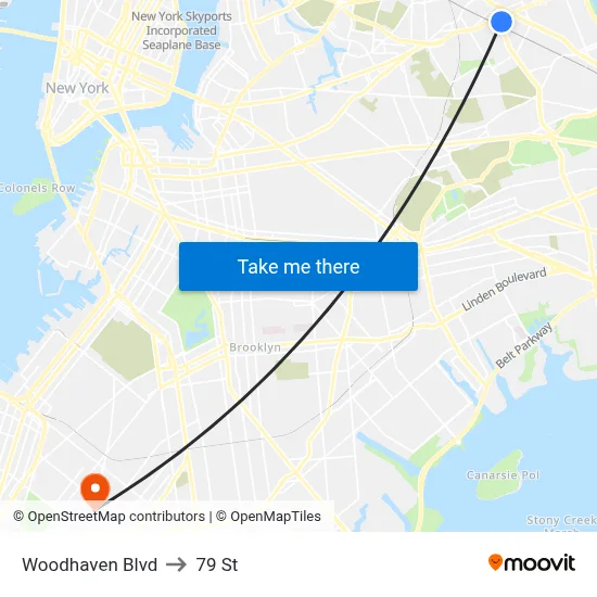 Woodhaven Blvd to 79 St map
