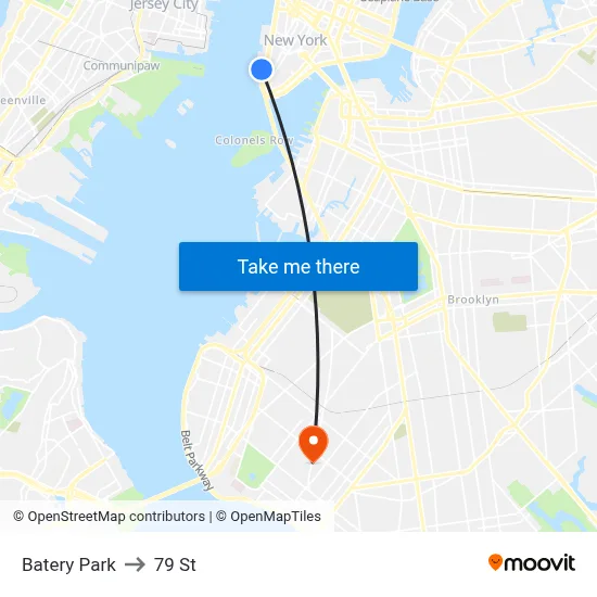 Batery Park to 79 St map