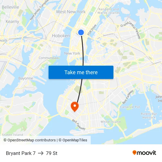 Bryant Park 7 to 79 St map