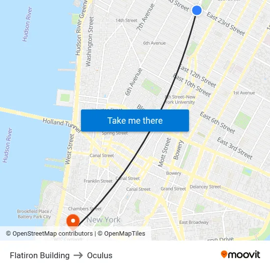 Flatiron Building to Oculus map