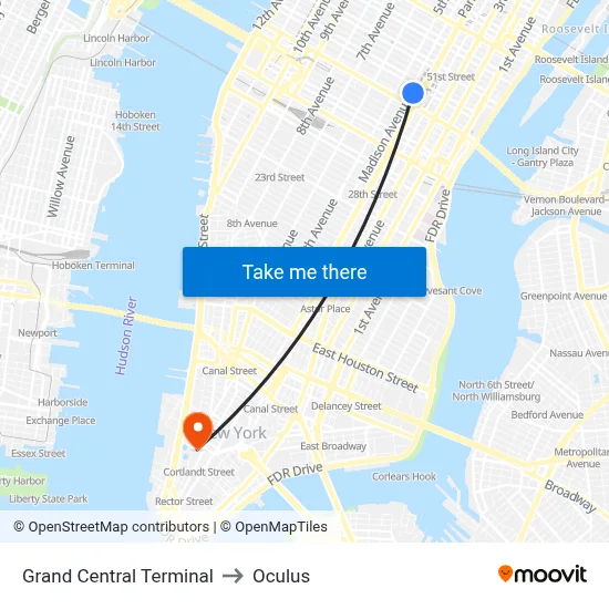 Grand Central Terminal to Oculus map